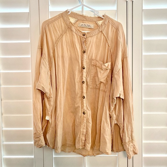 Free People Jackets & Blazers - Free People We The Free Beige Button-Up Top